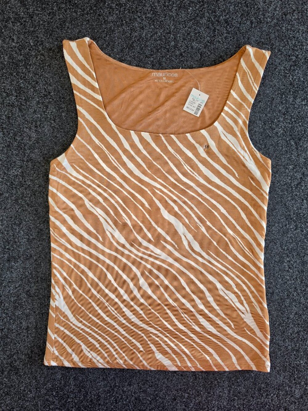 Maurices Womens Medium Zebra Print Tank Top Brown Cream Sleeveless NWT